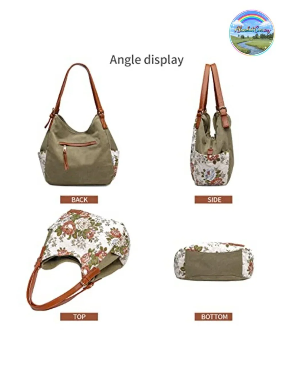 Canvas Hobo Purse Multi Pocket Tote Shopper Shoulder Bag Top Handle Handbag